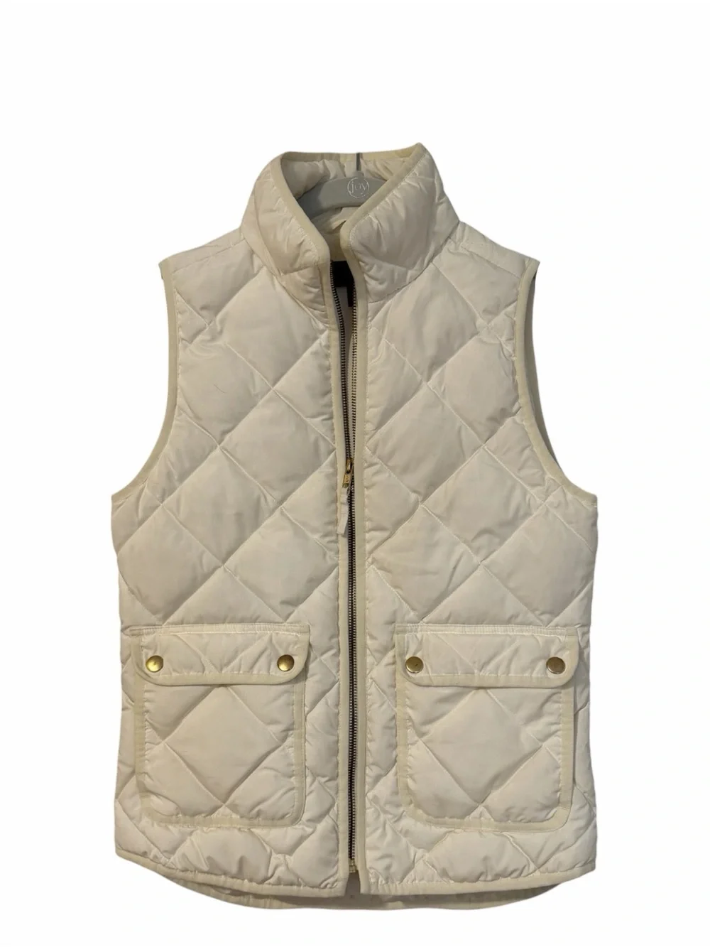 J. Crew Quilted Sleeveless Down Puffer Vest in Cream